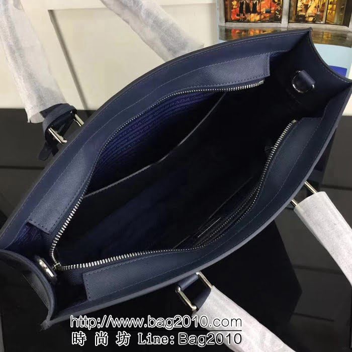 普拉達PRADA原單 2VG011-2FA寶藍 原單十字紋 PRADA男士商務公事包 PHY1492